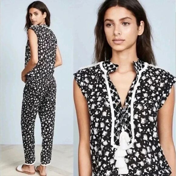 Poupette St. Barth Donna Jumpsuit in Black and White Size M - Picture 11 of 12